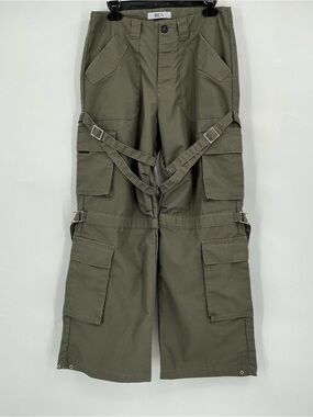 BeRK Studios Archival Olive Green Bondage Cargo  Pants Wide leg